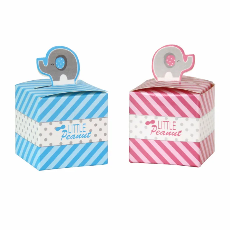 12 шт./лот, креативная, розовая, синяя, милая, слоненок, конфетная бумажная коробка, коробка для сладостей, подарочная упаковка для капкейков, коробка, сделай сам, складка - Цвет: Mixed