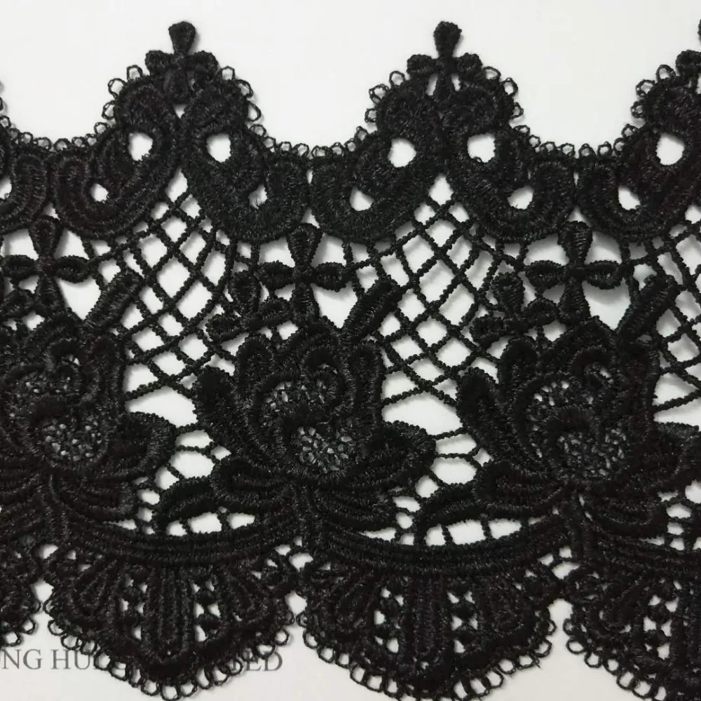 

Water Soluble Embroidered lace Polyester 13cm Wide Flowers Lace Sewing lace Fabric Shiny Guipure lace 1yard sewing accessories