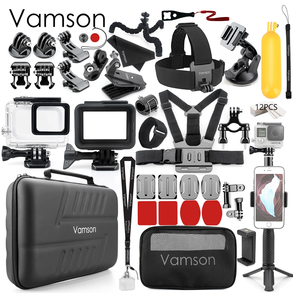 VS73D Vamson для Gopro аксессуары набор для go pro hero 7 6 5 Черный камера аксессуары набор Водонепроницаемый защитный корпус чехол VS73 - Цвет: VS73D
