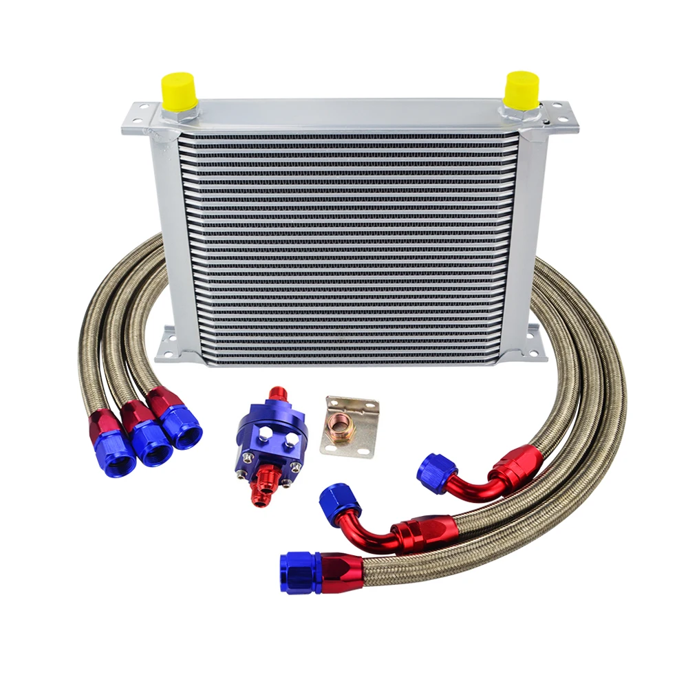 WLR RACING-универсальный 30 строк AN10 Масляный радиатор комплект+ Масляный фильтр адаптер+ нейлон из нержавеющей стали плетеный шланг с наклейкой PQY+ коробка