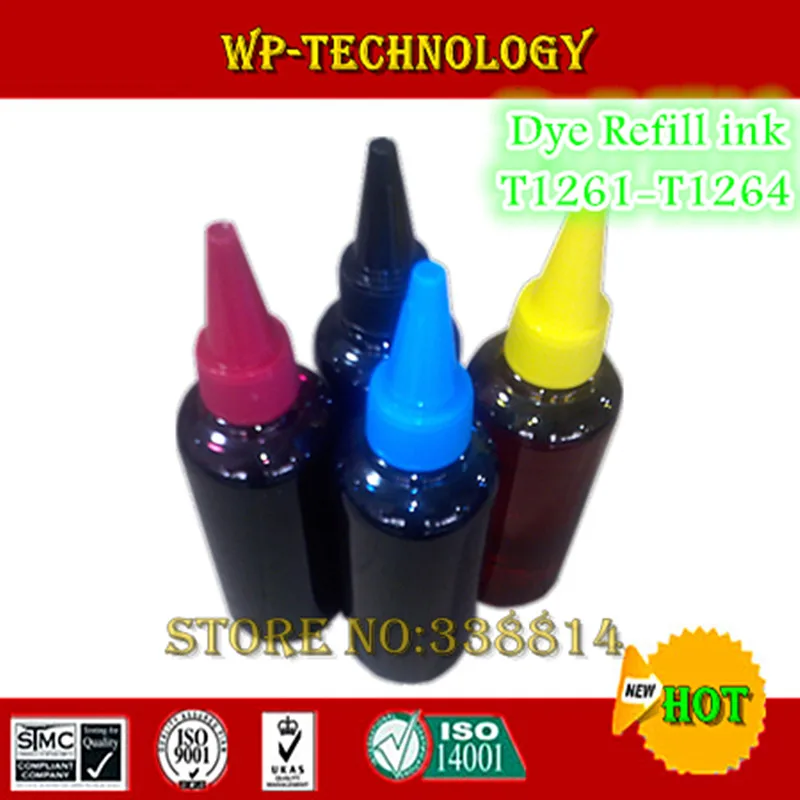 [Dyebased] совместимый заправка чернил костюм для Epson t1261-t1264, костюм для Epson Workforce 520/Workforce 635. Высокое качество чернил