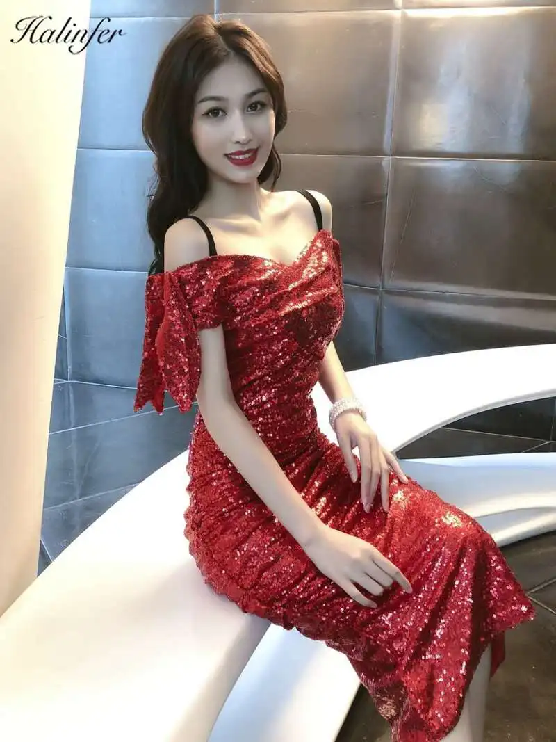 Halinfer2019new летние женские сексуальное обтягивающее платье без бретелек с открытыми плечами повязку щедрый и благородный ddignious платье estidos
