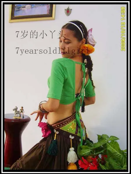 

Lycra cotton Belly dance V collar 7 sleeves choli top AN02-12