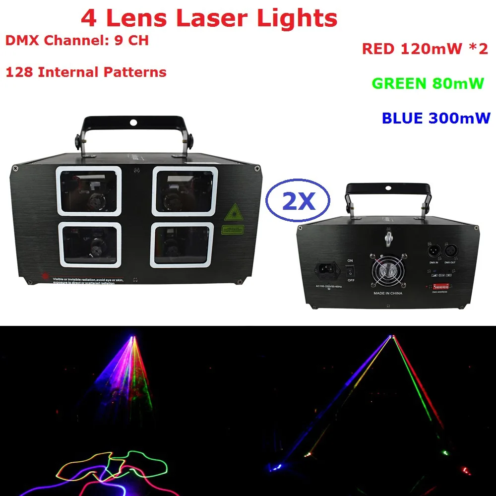 Высокое качество 4 глаза лазерные огни 620 МВт RGB полноцветный DMX лазерный проектор Профессиональный диско DJ сценические вечерние осветительные приборы