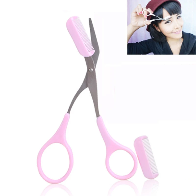 YOKPN 1 Pcs Eyebrow Trimmer Scissors With Comb Hair Removal Makeup Tools Eye Brow Grooming