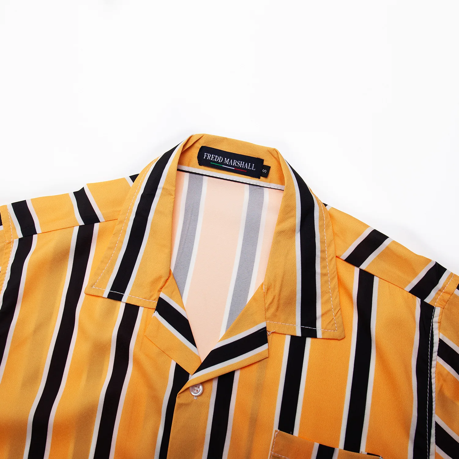 Fredd Marshall рубашка с вертикальными полоками для мужчин Повседневное платье на пуговицах хлопковые рубашки с коротким рукавом Hombre Боулинг мужские рубашки 56002