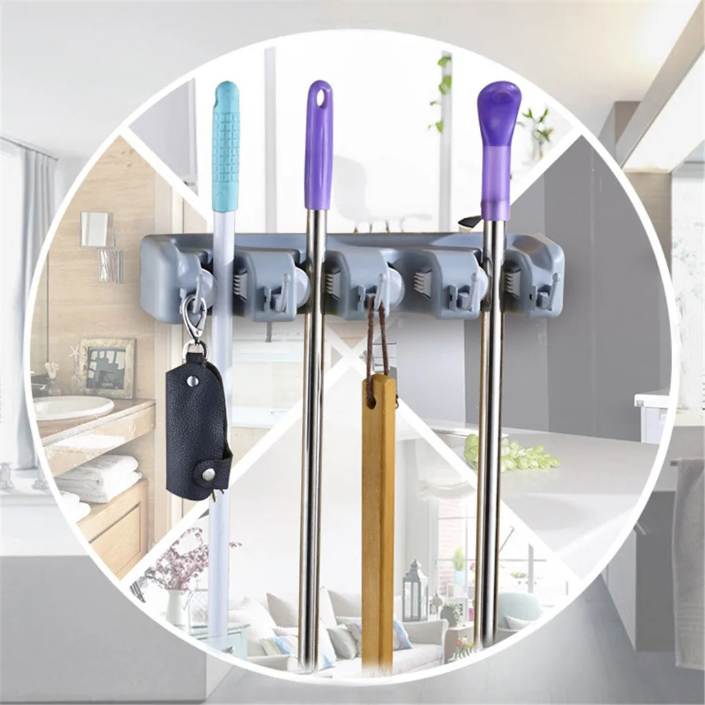 Mop Broom Holder Wall Mounted Garden Tool For Storage Kitchen Garage Warehouse Garage Storage Systems Broom Organizer