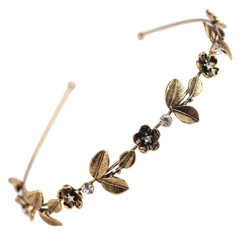 Роскошный Винтажный Золотой/Серебряный женский свадебный ободок для волос в