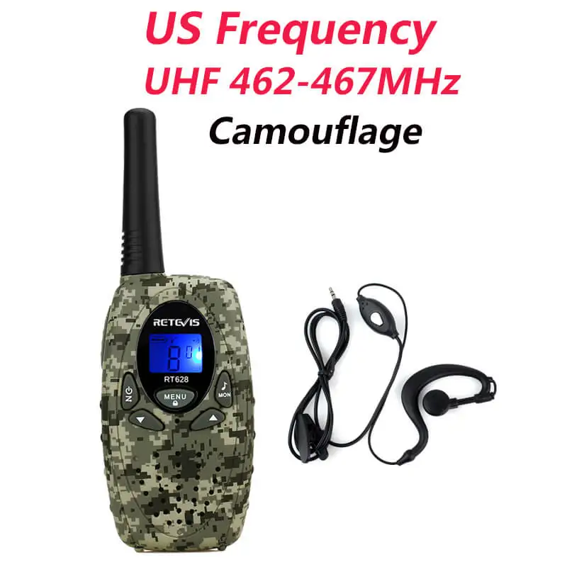 2 шт наушник+ Детская рация RETEVIS RT628 0,5 Вт UHF 446 МГц Частота Ham радио Hf трансивер A1026B - Цвет: Camouflage US