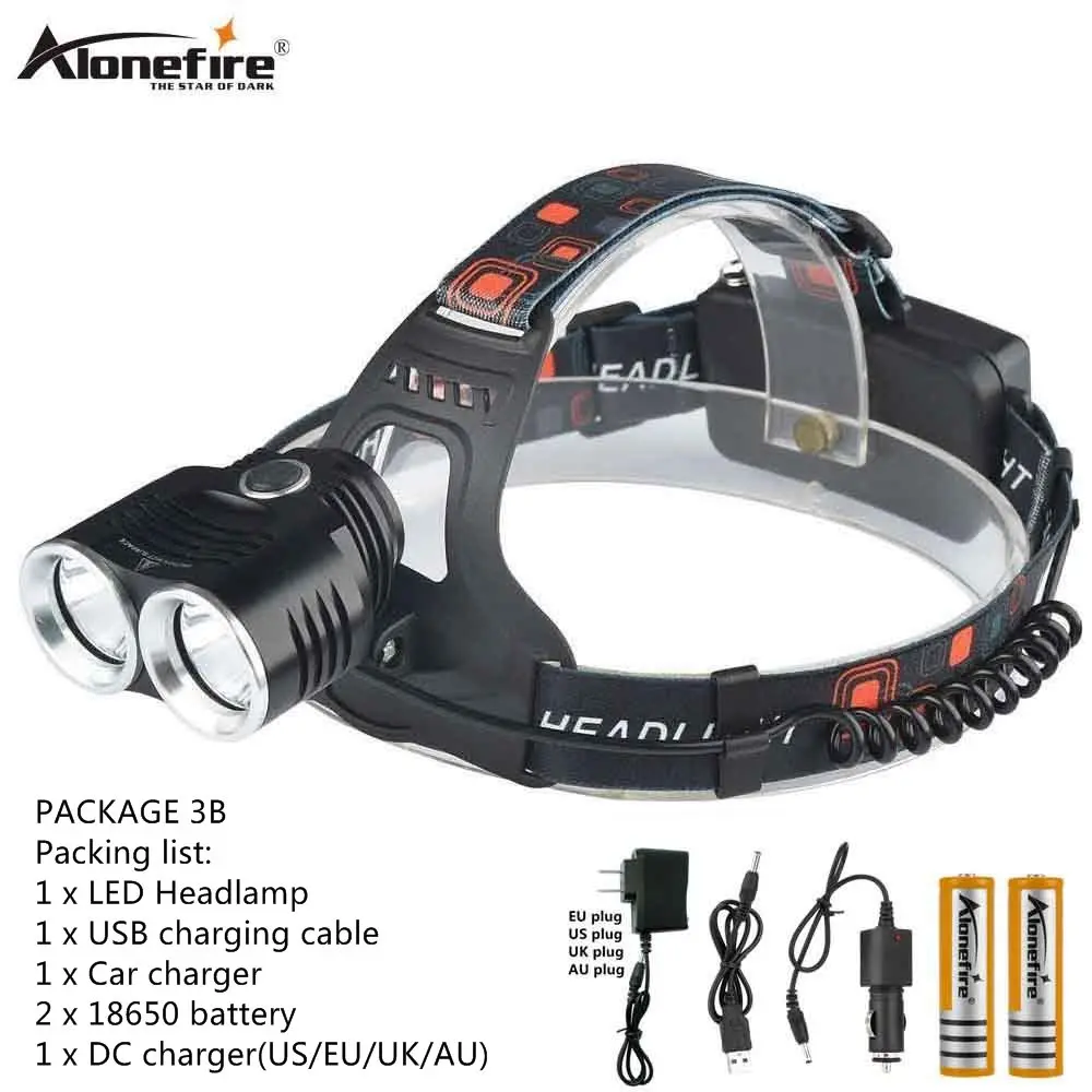 PACKAGE 3B AloneFire HP29 CREE T6 Светодиодные фары фара 18650 led головной светильник Велоспорт вспышки света светильник cree 2T6 охотничий led-вспышка светильник Головной фонарь - Испускаемый цвет: PACKAGE 3B