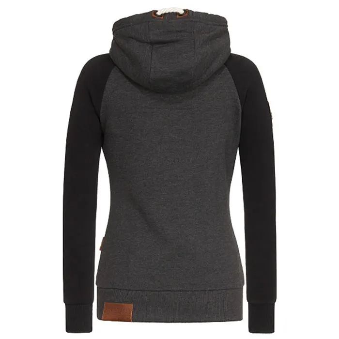 Водолазка на молнии 5xl плюс размеры цвет блок балахон Poleron Mujer 2019 кружево до Zip Up контрастного цвета толстовка с капюшоном со шнуровкой для