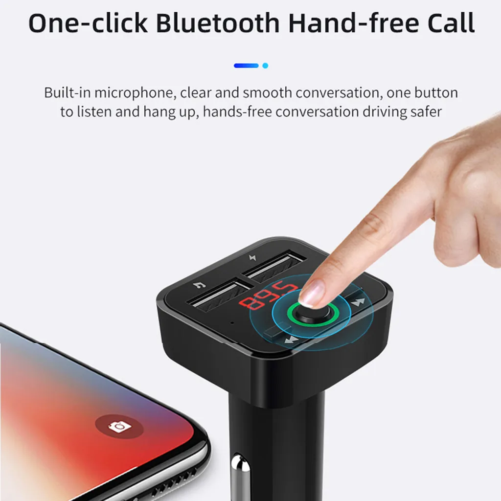 Bluetooth светодиодный стерео автомобильный комплект MP3-плеер fm-передатчик Hands free 2 порта USB автомобильный прикуриватель музыка Авто Аудио приемник