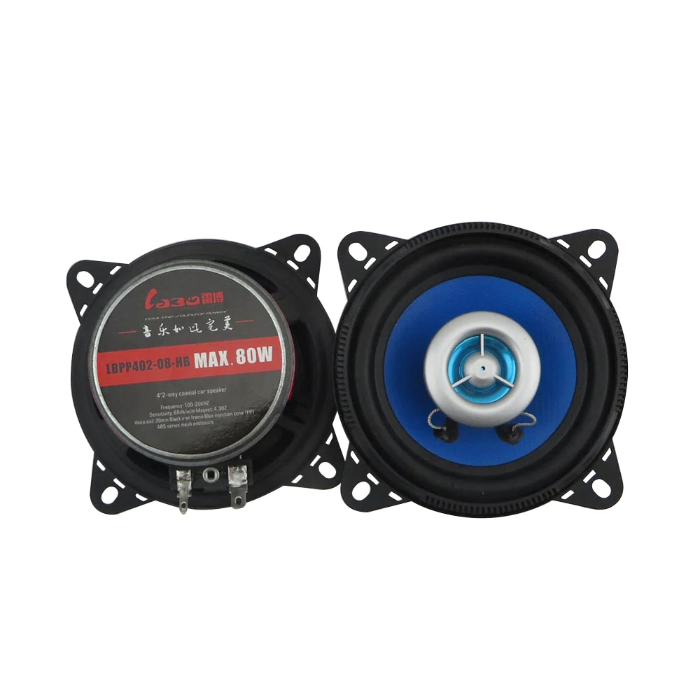 Labo 2pcs 4 Inch 80W Car Subwoofer Speaker Car Audio Bass Sound Automobile Loudspeaker Coaxial Auto speaker For Car Stereo