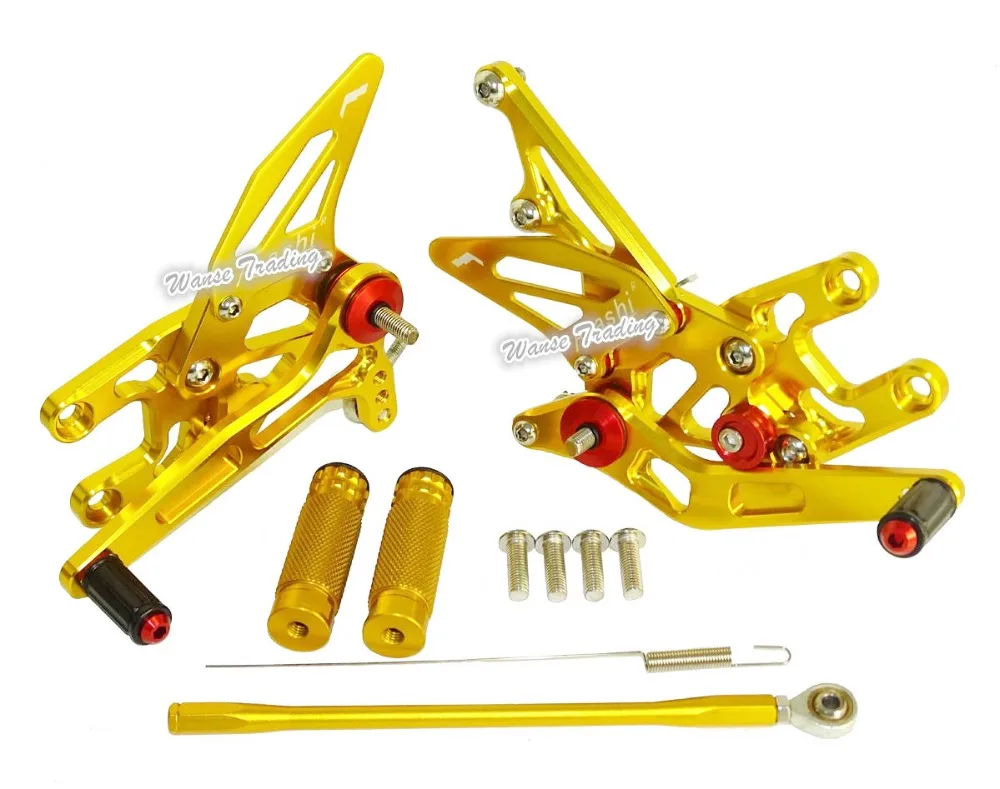 Waase ЧПУ алюминия Регулируемый Rider сзади Наборы для ухода за кожей Rearset подножка ног колышки золото для Kawasaki Ninja ZX10R ZX-10R 2004- 2005