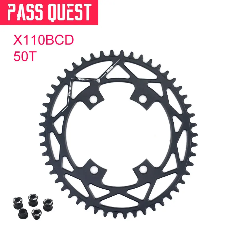 Pass Quest 110BCD Овальный дорожный велосипед, цепь, узкая широкая цепь, колесо 42 t-52 t для R2000 R3000 4700 5800 6800 DA9000 - Цвет: 50T black