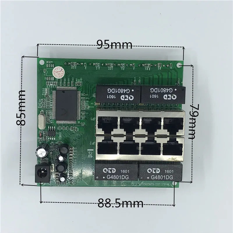 OEM PBC 8-портовый гигабитный Ethernet коммутатор 8 портов met 8-контактный разъем 10/100/1000 m концентратор 8way штекер питания печатная плата OEM schroef gat