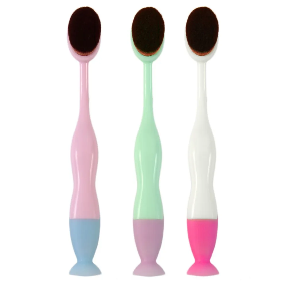 Toothbrush Type Foundation Powder Brush Cosmetics Tool With Suction Cup