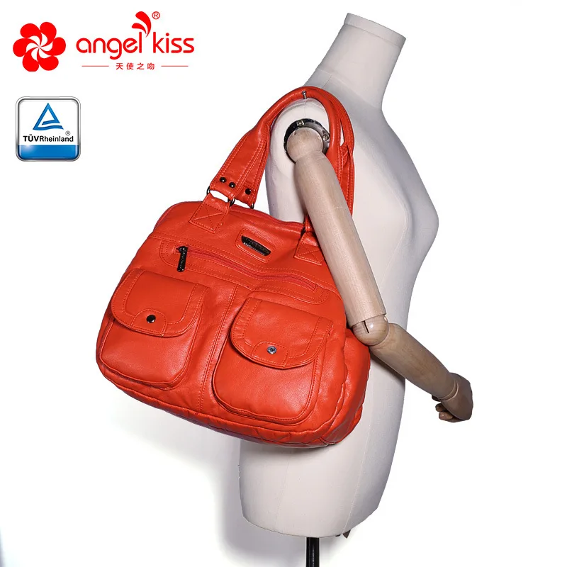 Angelkiss/женская Повседневная сумка-хобо; женские сумки-мессенджеры через плечо из мягкой потертой искусственной кожи; модная женская сумка