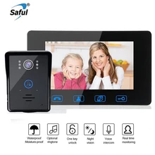 Saful Novo 7 ”Com Fio de Telefone Video Da Porta com LCD Monitor Interno de Vídeo Porteiro Campainha Intercom Sistema de Vídeo À Prova D’ Água Para casa