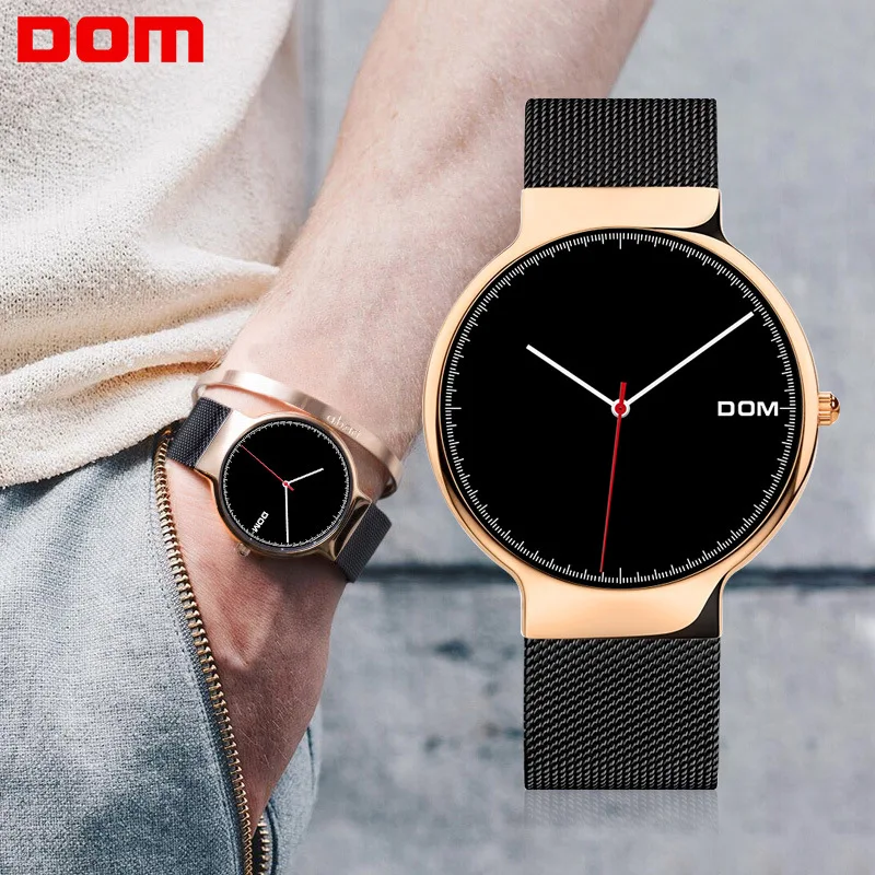 

Luxury DOM Watches Simple Casual Watch Ultra Thin Steel Strap Couple Watches for Lovers Dress Watch Montre Homme horloges mannen