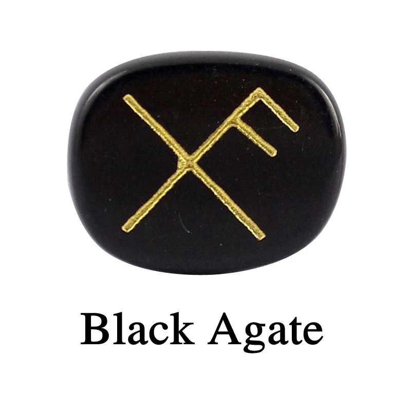 Натуральный кристалл резьба узоры VEGVISIR знак символ викингов Изысканная мода опал/лазурит - Цвет: Black Agate