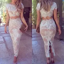 Коктейльные платья из двух частей цвета шампанского с накладкой цвета слоновой кости