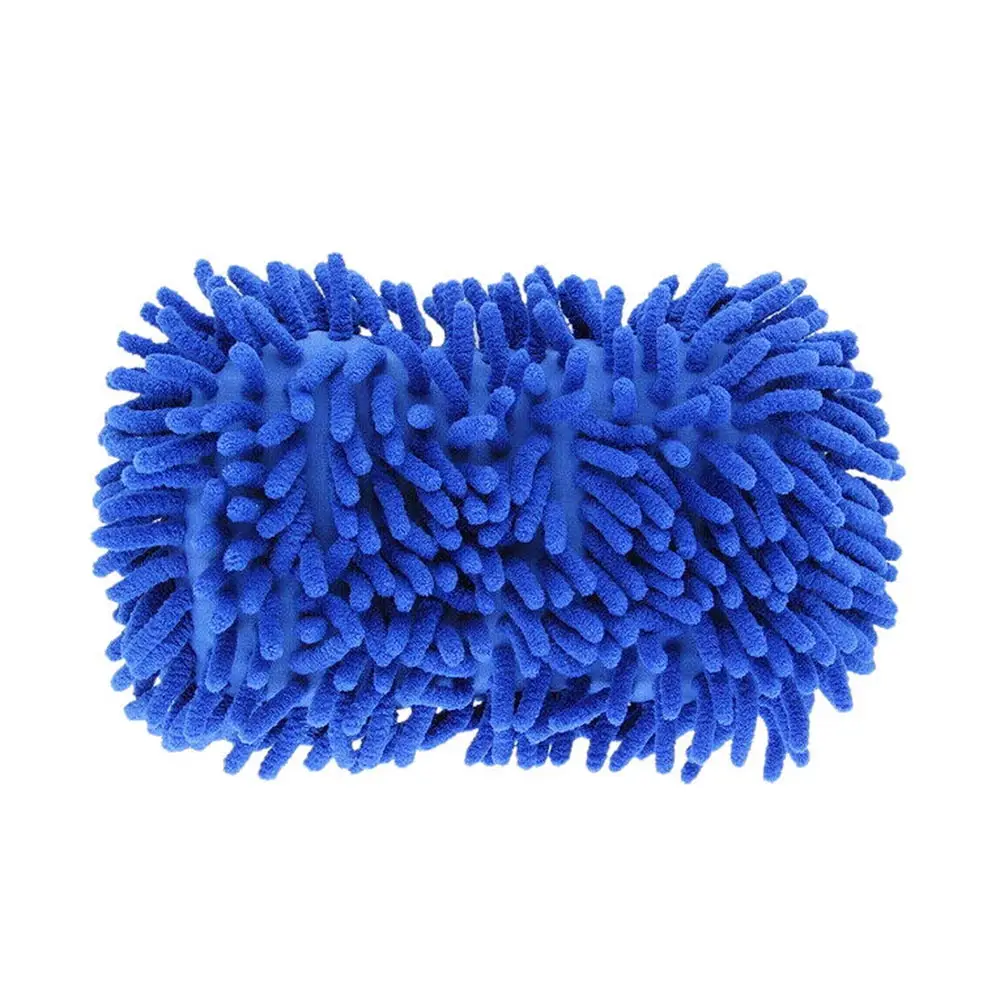 Microfiber Chenille Car Vehicle Care Washing Brush Sponge Pad Cleaning Tool blue