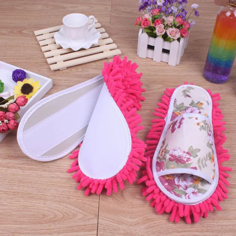 

26CM Women Dust Mop Slippers Socks Microfiber House swab swob Slippers Bedroom Shoes cleaning tool on sale