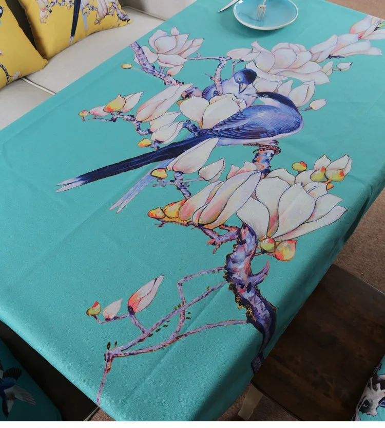 Новая классическая китайская Цветочные Птица покрытие стола Магнолия Peach Blossom хлопок льняной скатерти прямоугольник свадьбу скатерть