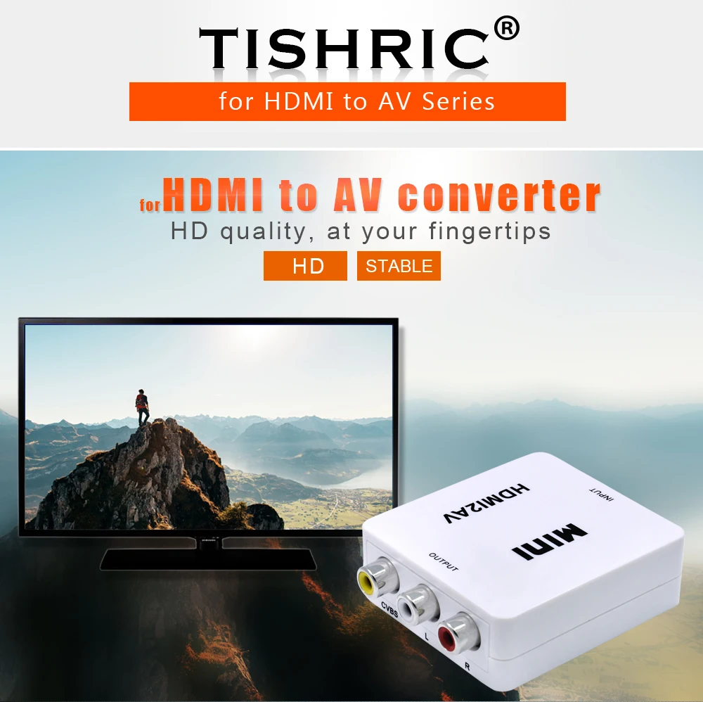 TISHRIC NEW Mini HDMI2AV HDMI to AV Scaler