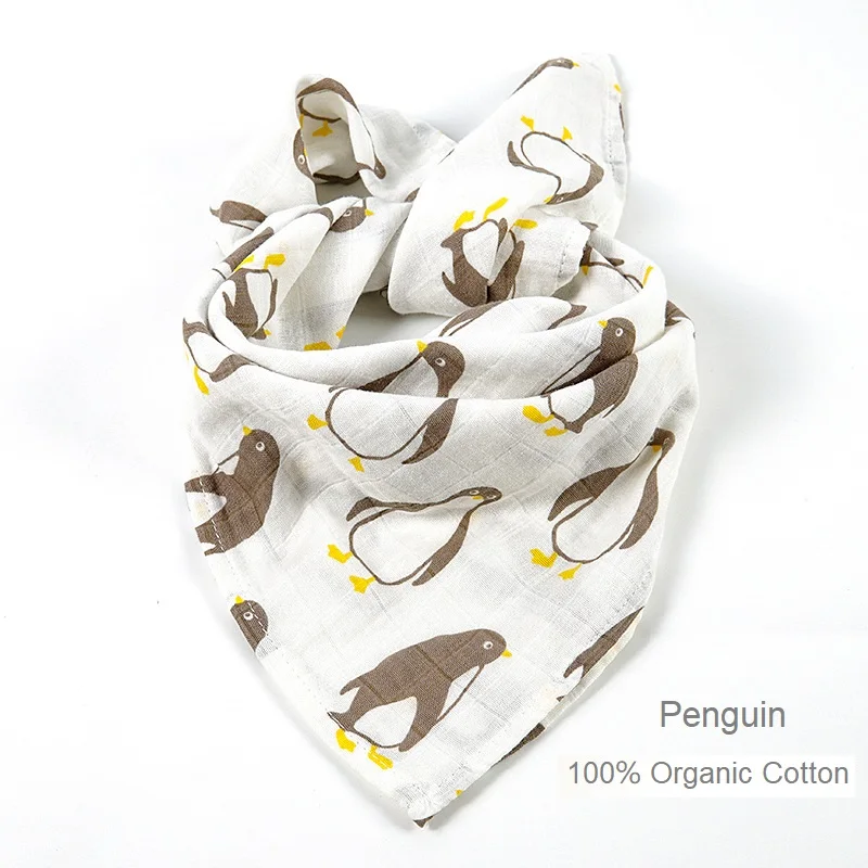 Penguin Детское банное муслиновое полотенце, Марлевое Хлопковое полотенце, носовой платок для новорожденных, нагрудник для кормления детей, тканевый шарф, полотенце для лица - Цвет: Penguin