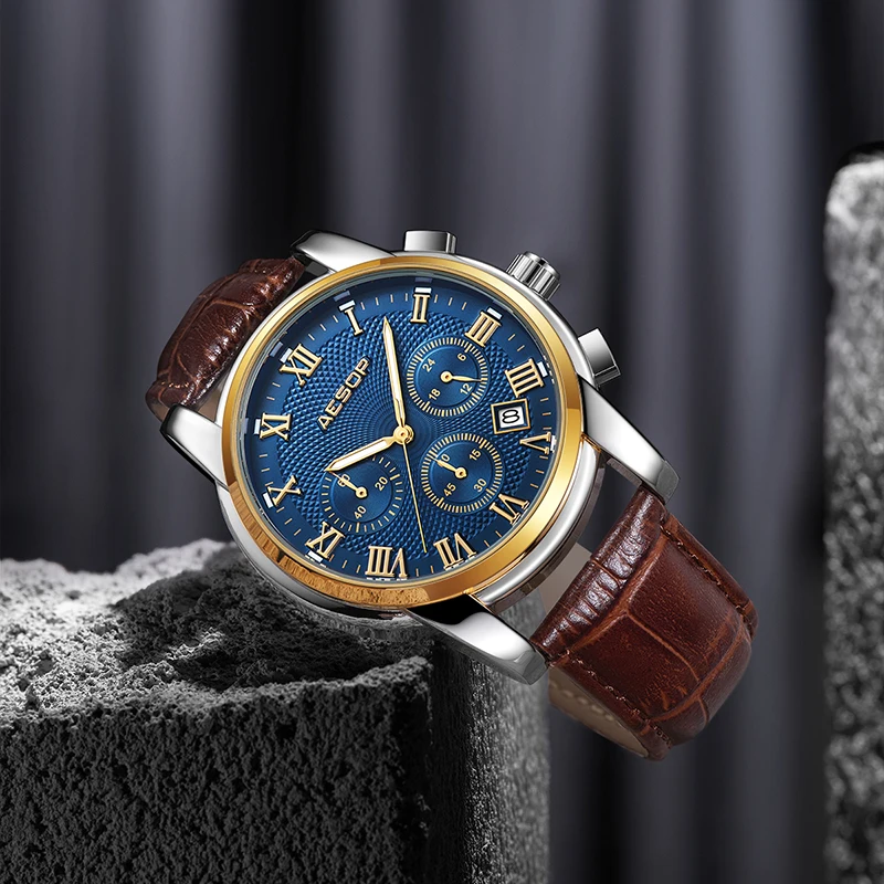 AESOP модные мужские часы кварцевые наручные спортивные из нержавеющей стали