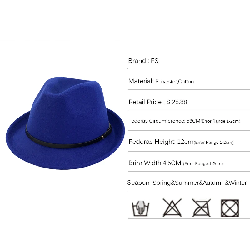FS Осень Черный Красный фетровые шляпы для женщин мужчин Винтаж Fedora джентльмен Шляпа Гангстера Крестный отец церкви широкими полями Леди Элегантный с поясом