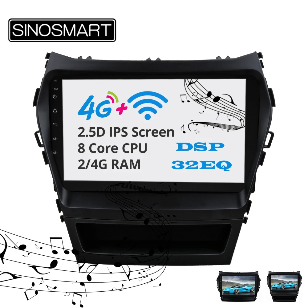 Sinosmart Android 8,1 2Din ips/QLED 2.5D экран автомобильный gps радио навигационный плеер для hyundai IX45 Santa FE 2012