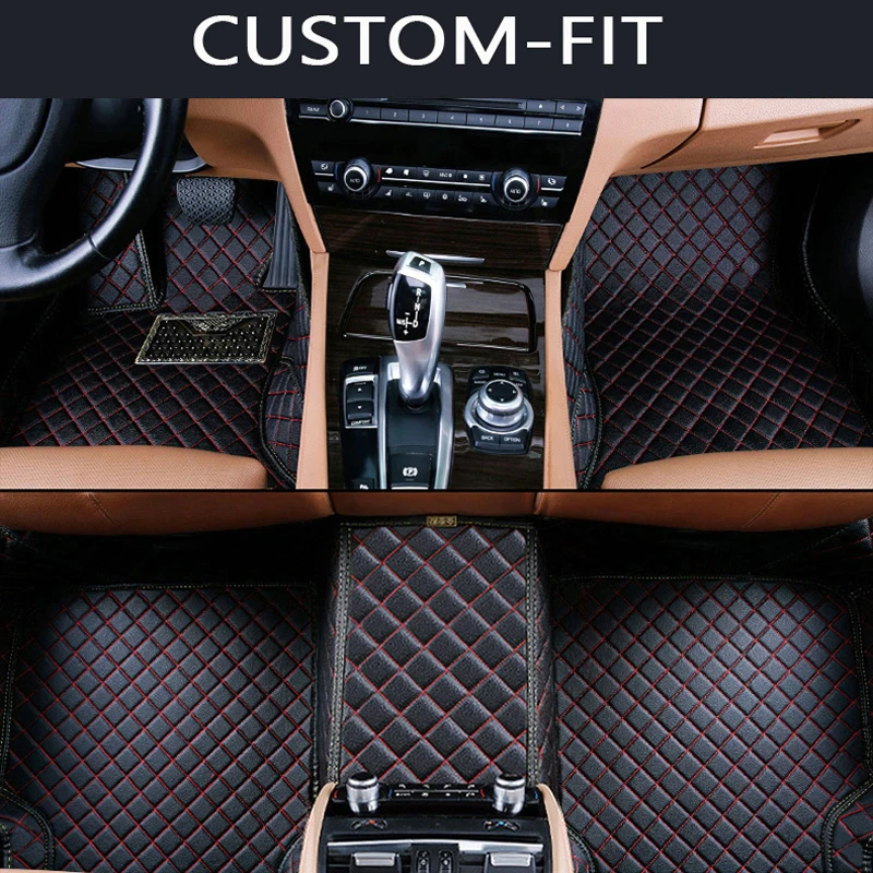 Black and red Пользовательские автомобильные коврики для VW Все модели vw passat b5 6 polo golf tiguan jetta touran touareg автомобильный Стайлинг авто коврик - Название цвета: Black and red