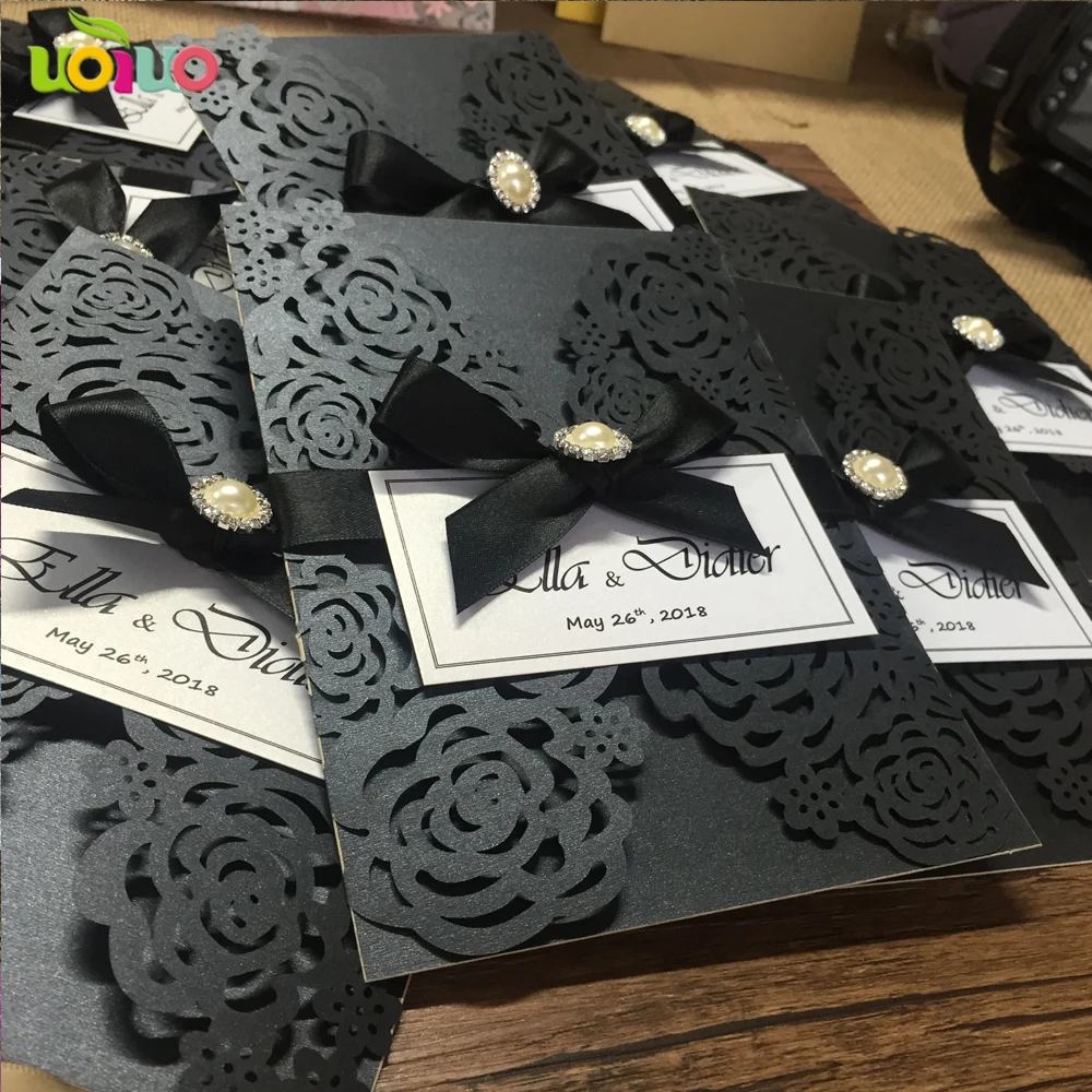Индивидуальные DIY розы свадебные пригласительные открытки в блестящей бумаге
