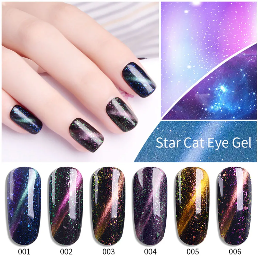 

RS NAIL Glitter Cat Eye Gel Nail Polish 3D Holographic Star River Gellak Magnet Esmalte Permanente Need To Use Black Base 15ml