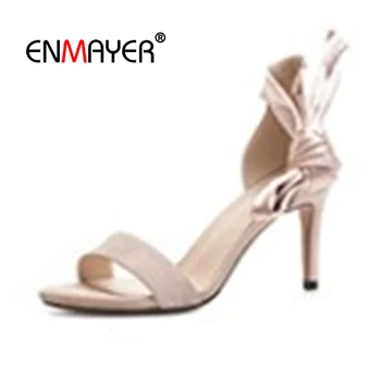 

ENMAYER Kid Suede Ankle Strap Casual Women Sandals Lace-Up Sandalias De Mujer Verano 2020 Size 34-42 LY476
