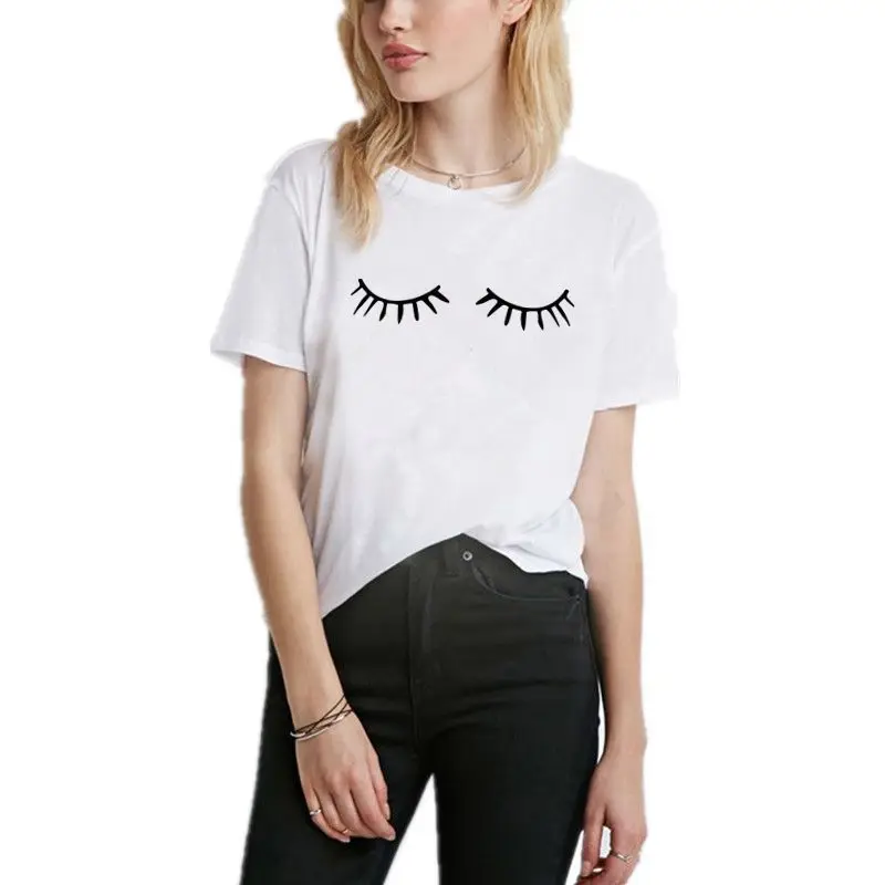 FIXSYS Милая женская футболка с принтом, летняя повседневная футболка с коротким рукавом, Женская белая футболка, топы с круглым вырезом, футболка, хлопковая футболка