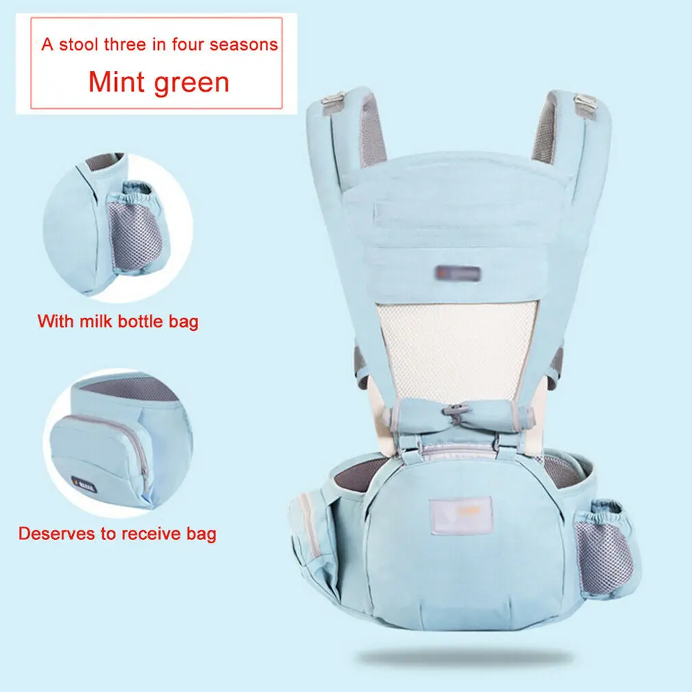Mint Green Рюкзак-кенгуру для новорожденных, эргономичный, дышащий, регулируемый, с креплением, слинг,, обновление, безопасное сиденье - Цвет: Mint Green