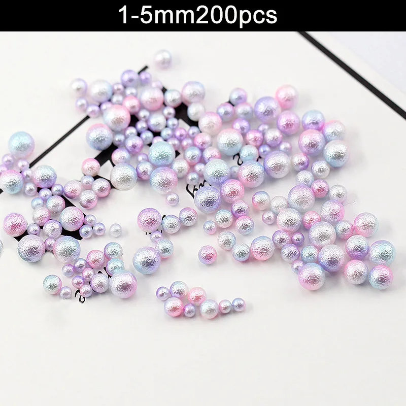 1-5mm 200pcs Разноцветные Круглые бусины из искусственного жемчуга без отверстий, бусины для рукоделия для женщин, распродажа - Цвет: 1-5mm 200pcs