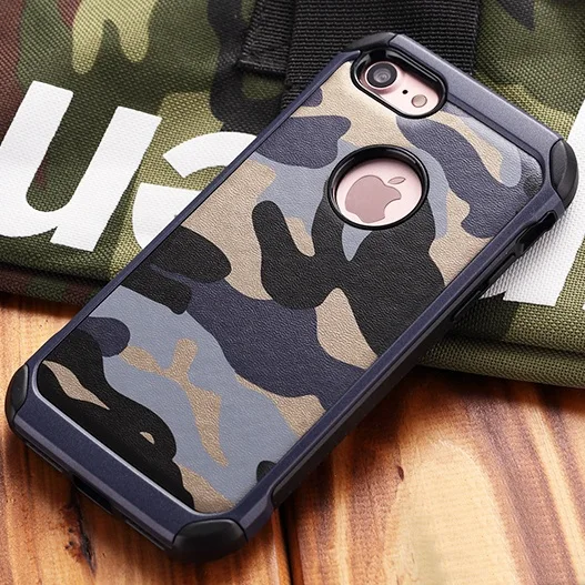 ITEUU, камуфляжный армейский Жесткий Чехол для iPhone 7, 7 Plus, TPU, PC, жесткий противоударный мягкий чехол-накладка для iPhone 7, 7 Plus - Цвет: Синий