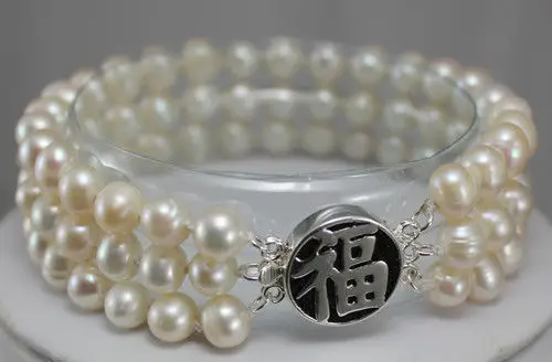 Горячее надувательство бесплатная доставка ~ 3 строки белый/розовый жемчуг