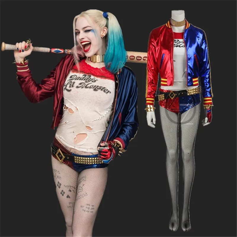 Harley Quinn Kostium Cosplay Komplet Harley Quinn Fantazyjny Strój Halloween Ubrania Cosplay Dorosłych Kobiet Film Seksowny Strój Harley Quinn Costumes Quinn Costumecostume Cosplay Aliexpress