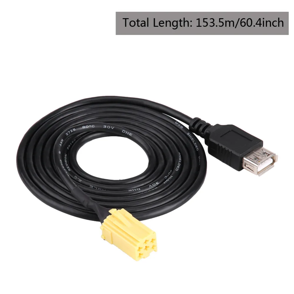 Автомобильный 6 контактный разъем 153 5 см черный адаптер USB Головные устройства с