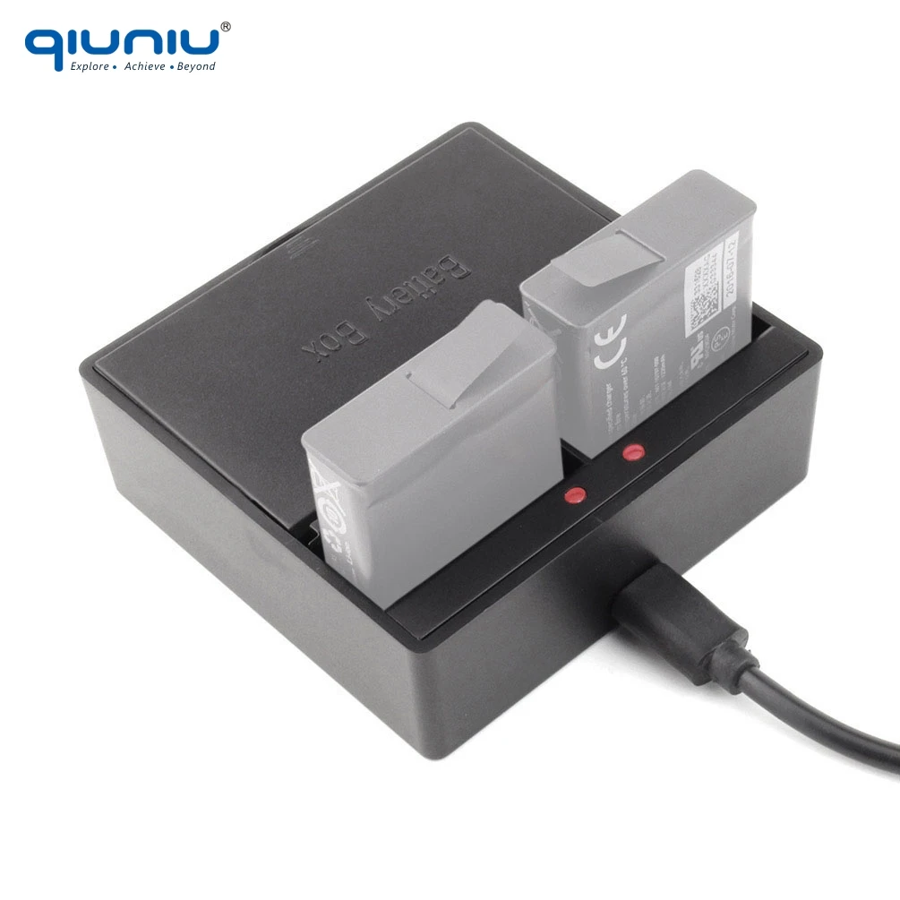 QIUNIU для GoPro аксессуары двойной USB слот зарядное устройство AHDBT-501 зарядная док-станция с зарядным устройством для GoPro Hero5 6 черный