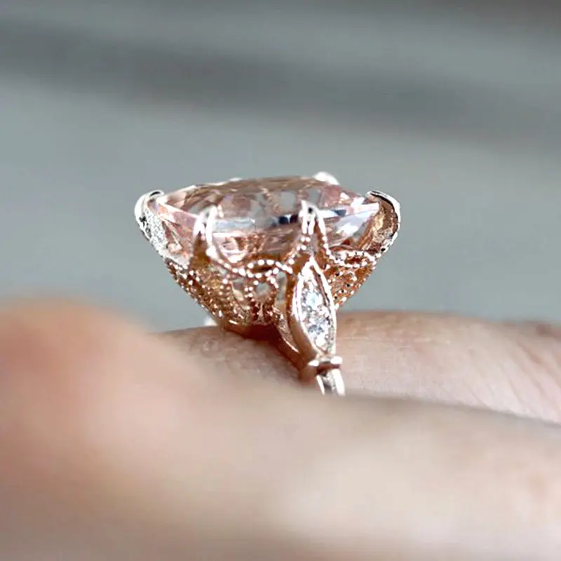 3.5ct Nautral Morgante обручальное кольцо, 14 к розовое золото, Женское Обручальное кольцо с натуральными бриллиантами, Филигранное
