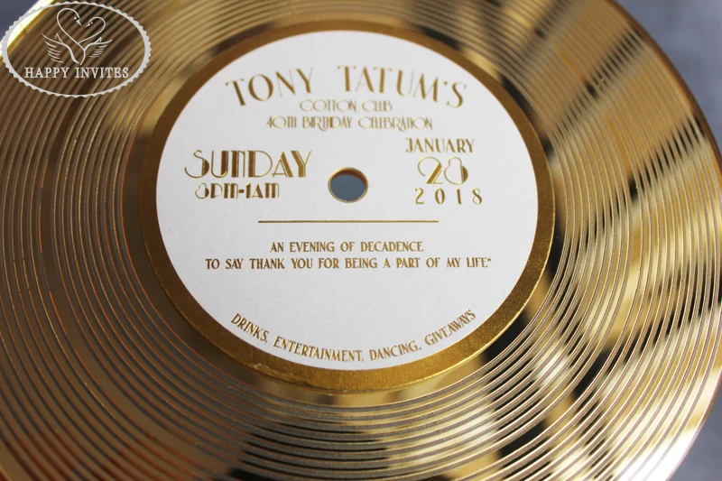 HI4076 - 06 Unique CD Shape Invitation Card For Club Party Made of Gold Mirror Acrylic