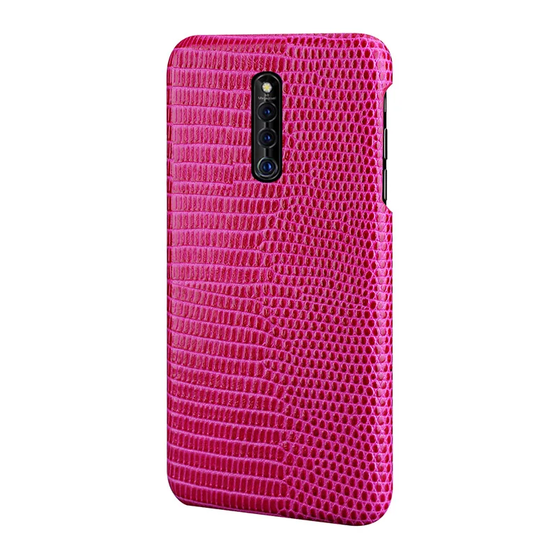 Lizard Pattern Genuine Leather Case For VIVO X27 X27 Pro Luxury Slim Hard Protective Back Case Cover For Vivo X27 Pro Phone Case - Цвет: Розово-красный