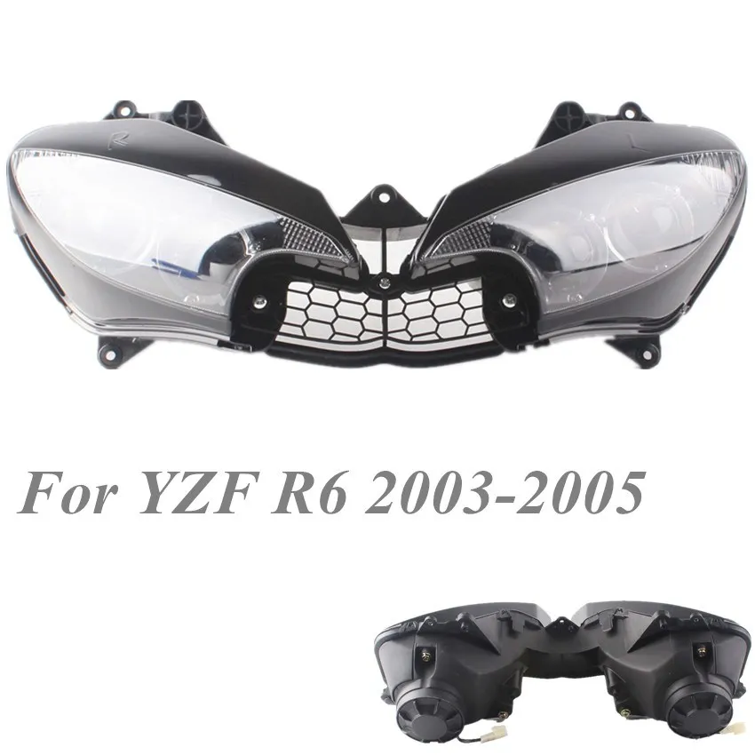 Сборка Передняя Фара прозрачный мотоцикл для Yamaha YZF R6 2003-2005 2004